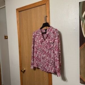 Jones New York Large Multi-Color w/Paisley Print Long Sleeve Blouse - EUC